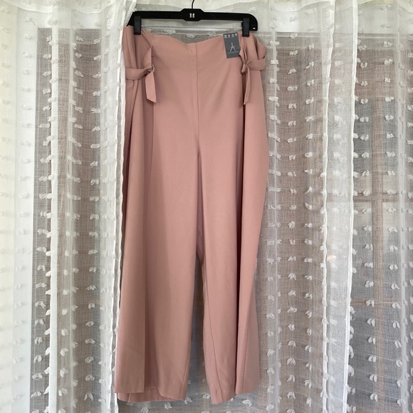 Atmosphere Pants - Muted blush pink ankle length wide leg pants